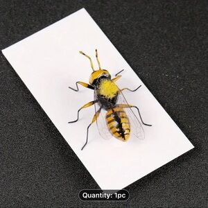 COPY - Handmade Cute Rustic Bee Wasp Brooch Pin, Artisan Painted Insect Jewelry,